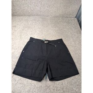 Lauren Ralph Lauren Black Cotton Canvas Utility Shorts Built in Belt Size 14